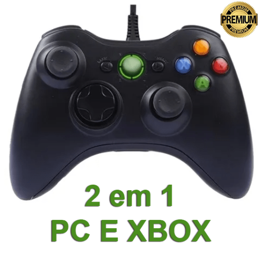 Controle Xbox 360 Com Fio Usb 2 Em 1 Funciona No Computador E Xbox Joystick Pc